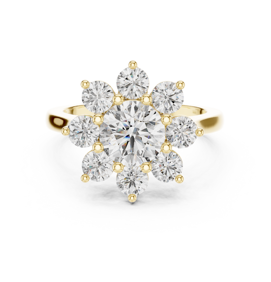 Round Diamond Flower Cluster Ring