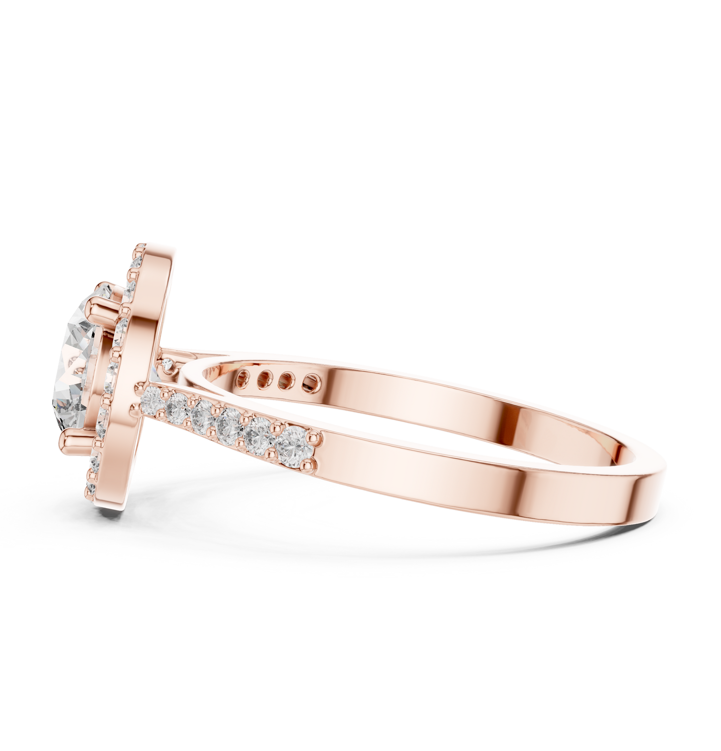 Round Halo Pave Ring