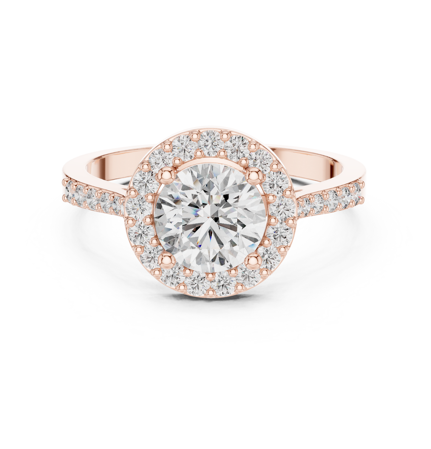 Round Halo Pave Ring