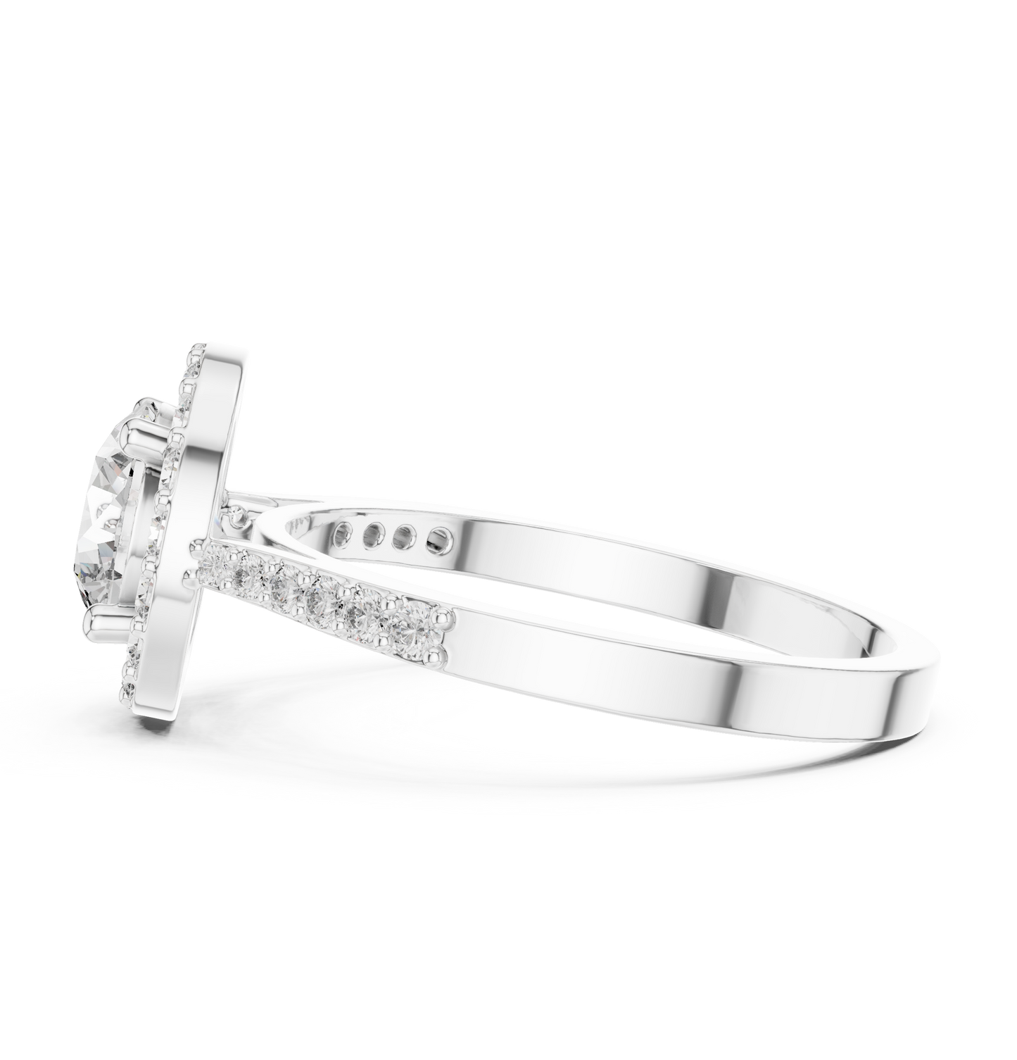 Round Halo Pave Ring