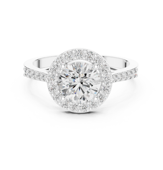 Round Halo Pave Ring
