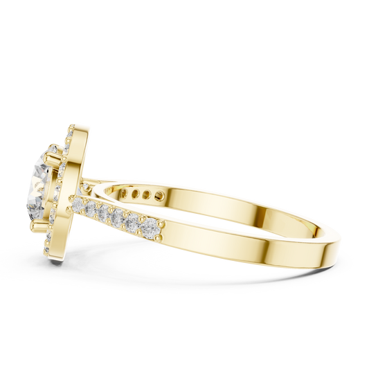 Round Halo Pave Ring