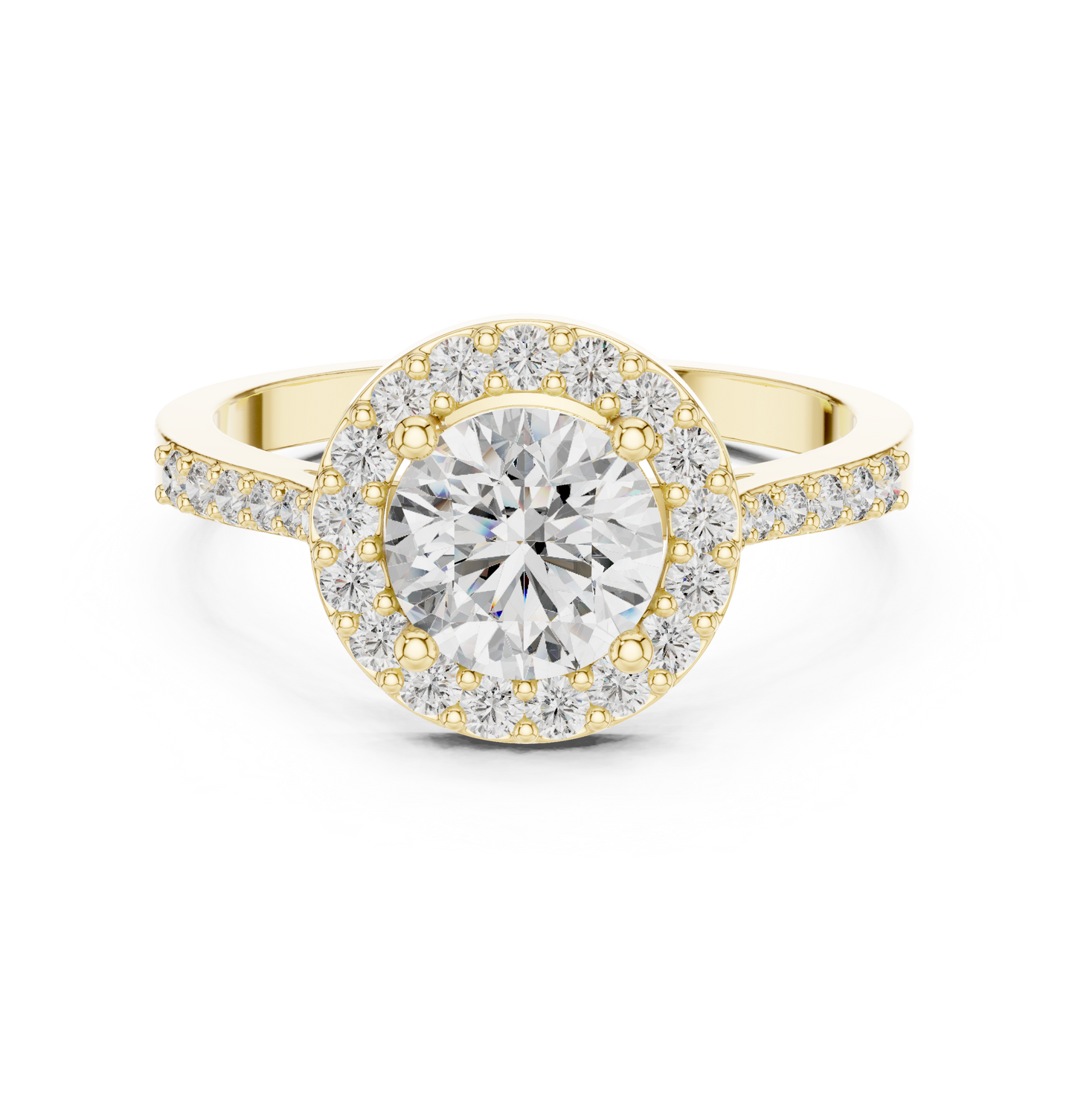 Round Halo Pave Ring