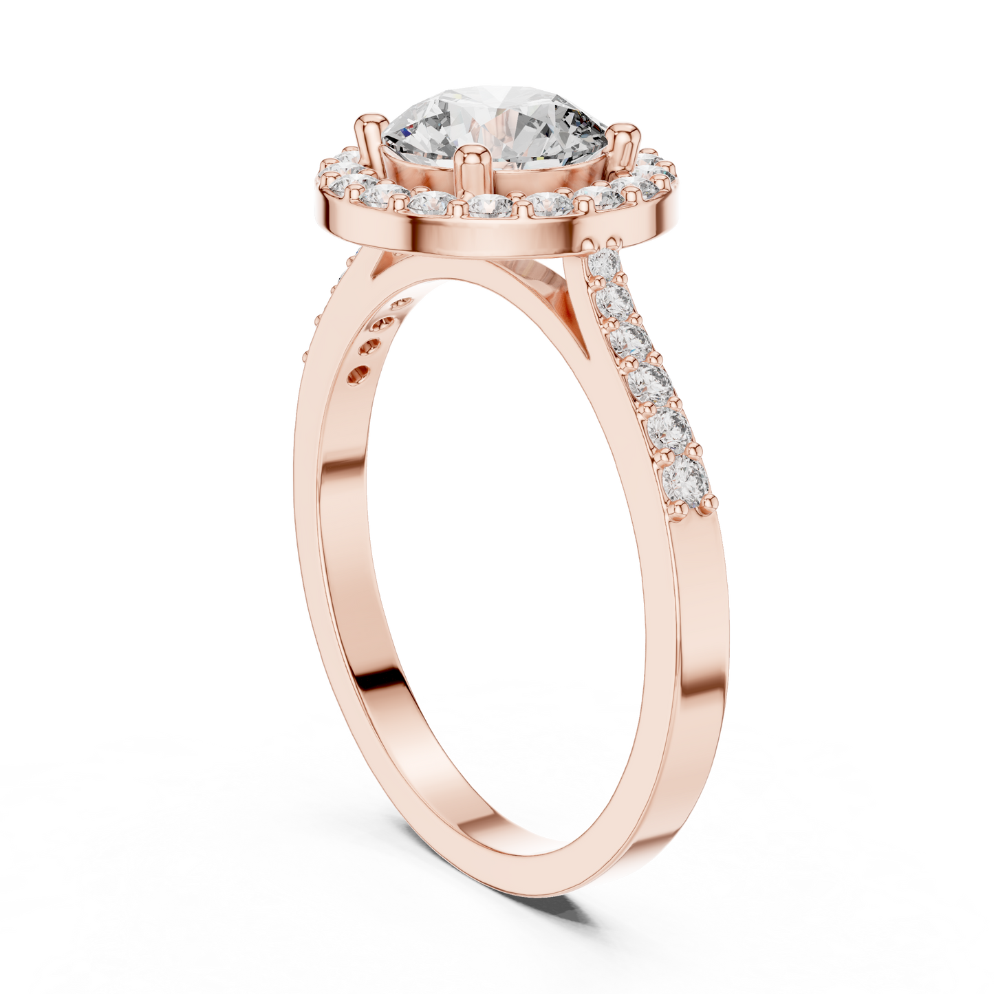 Round Halo Pave Ring