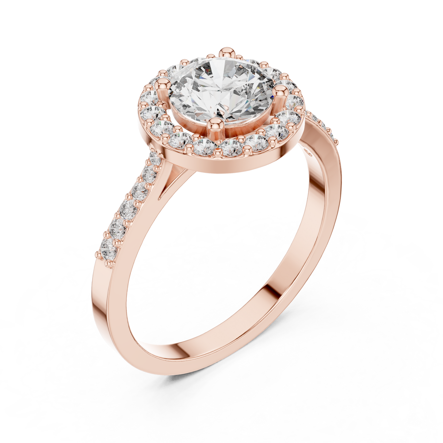 Round Halo Pave Ring