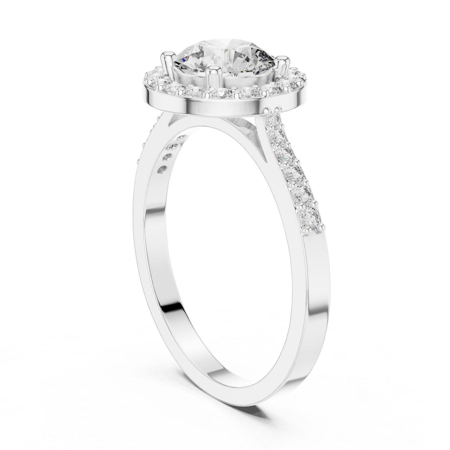 Round Halo Pave Ring