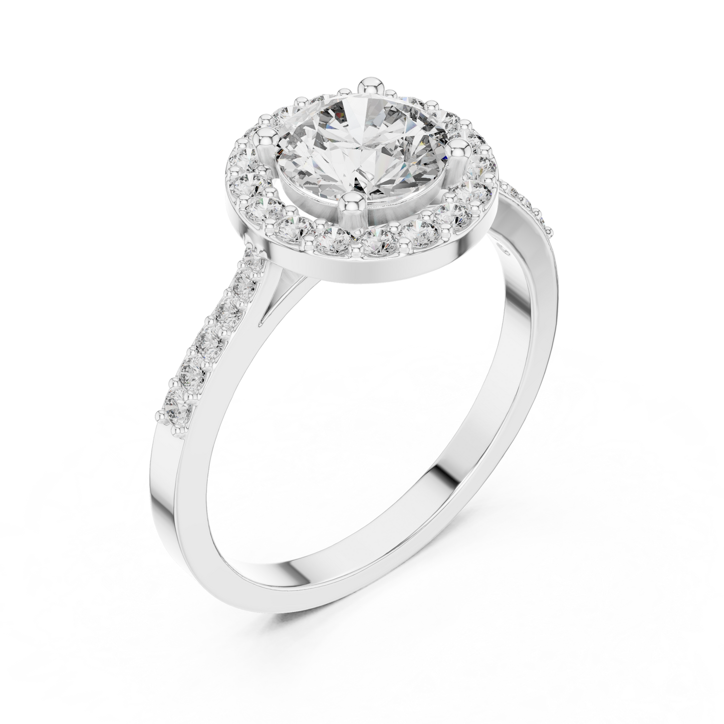 Round Halo Pave Ring