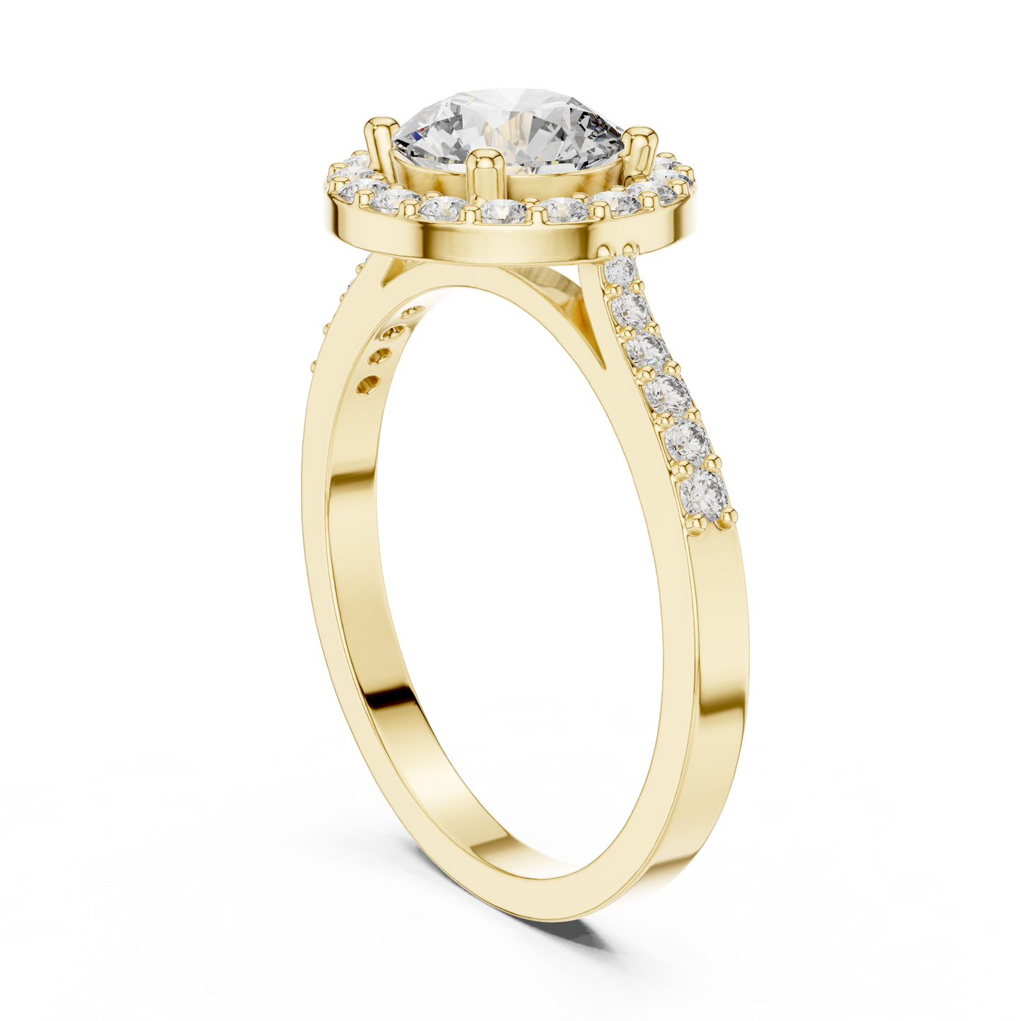 Round Halo Pave Ring