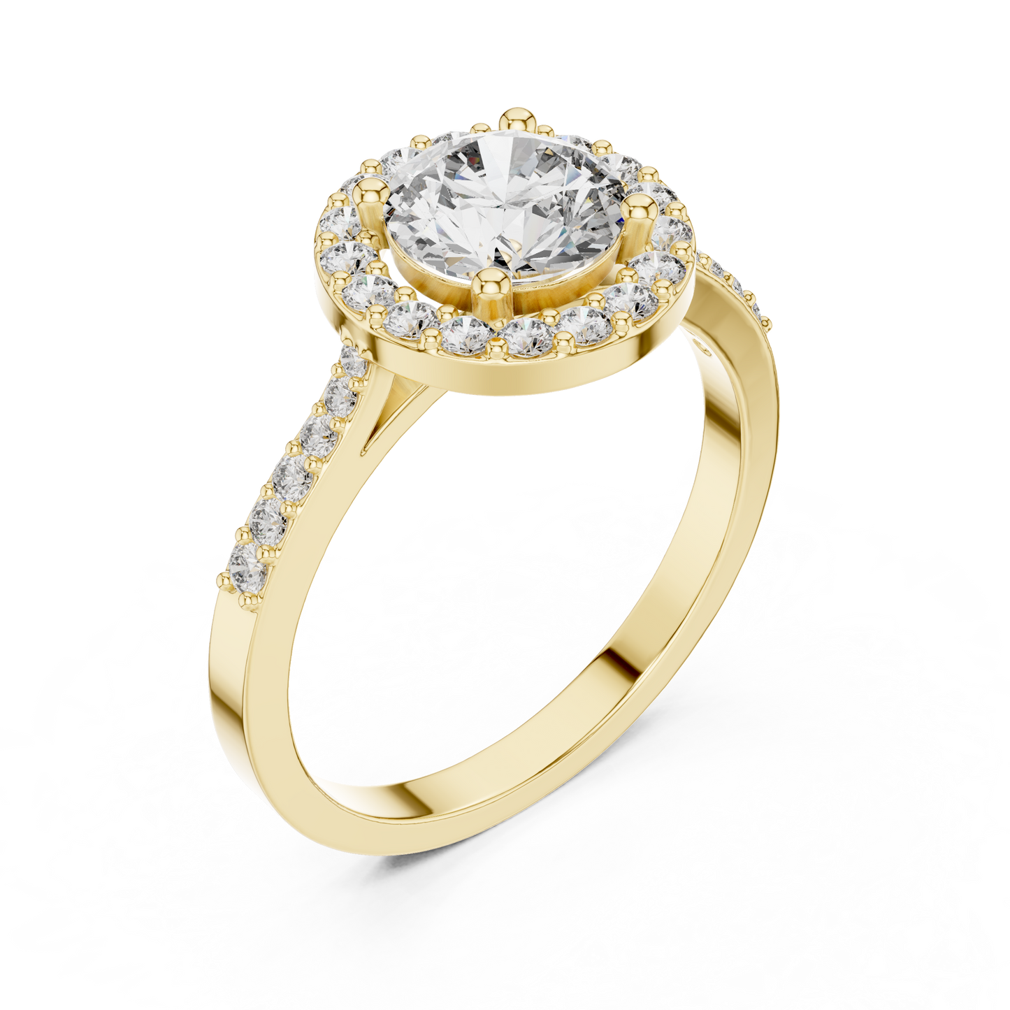 Round Halo Pave Ring