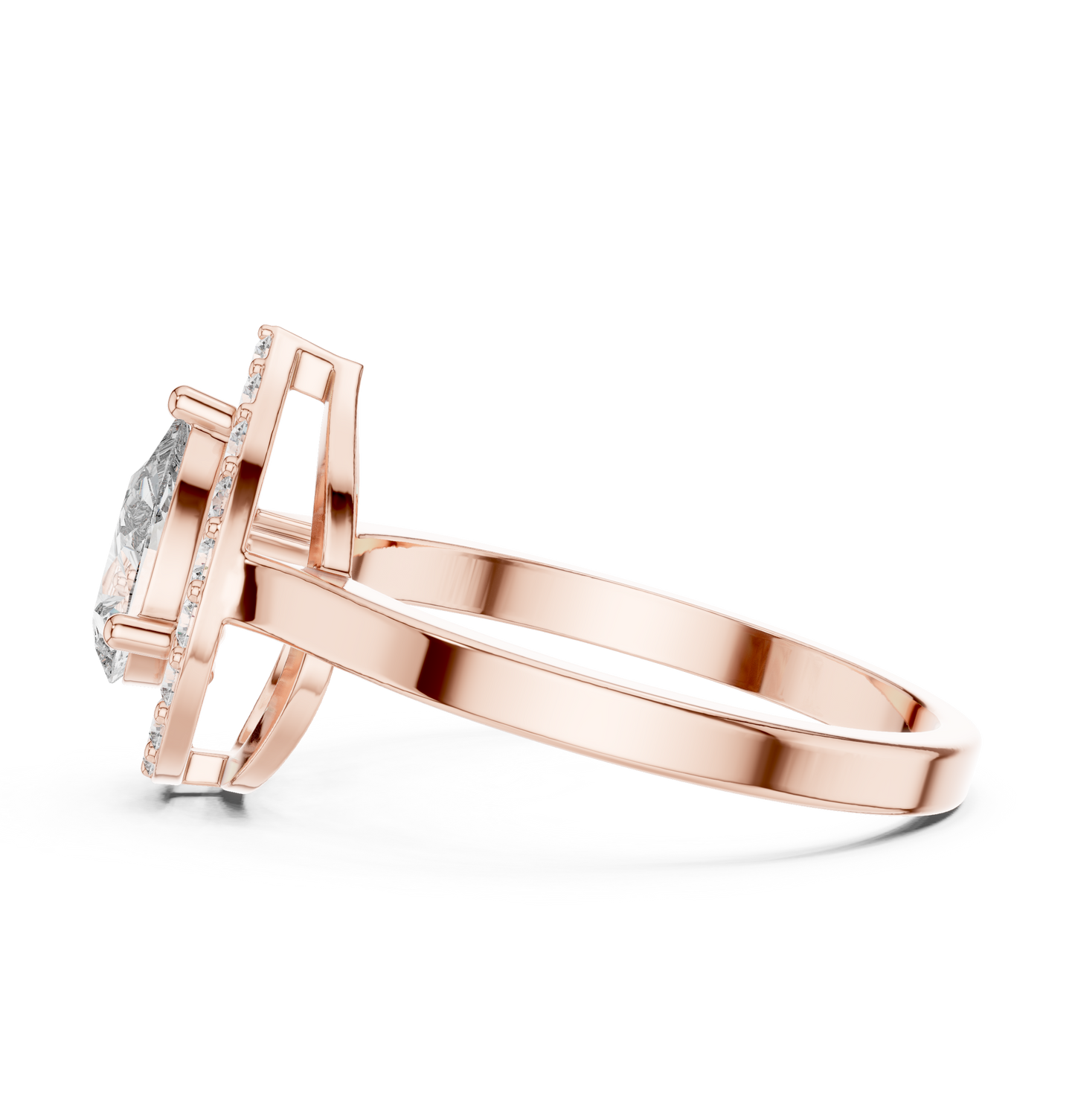 Pear Shaped Floating Halo Ring