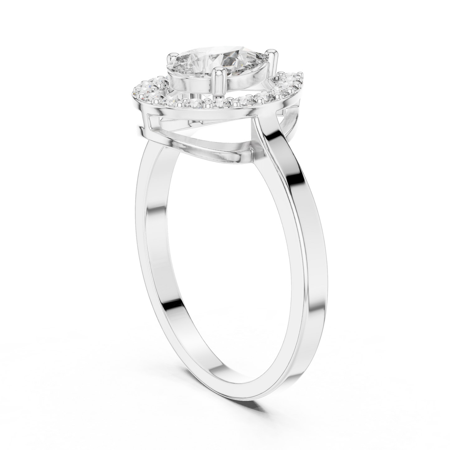 Pear Shaped Floating Halo Ring