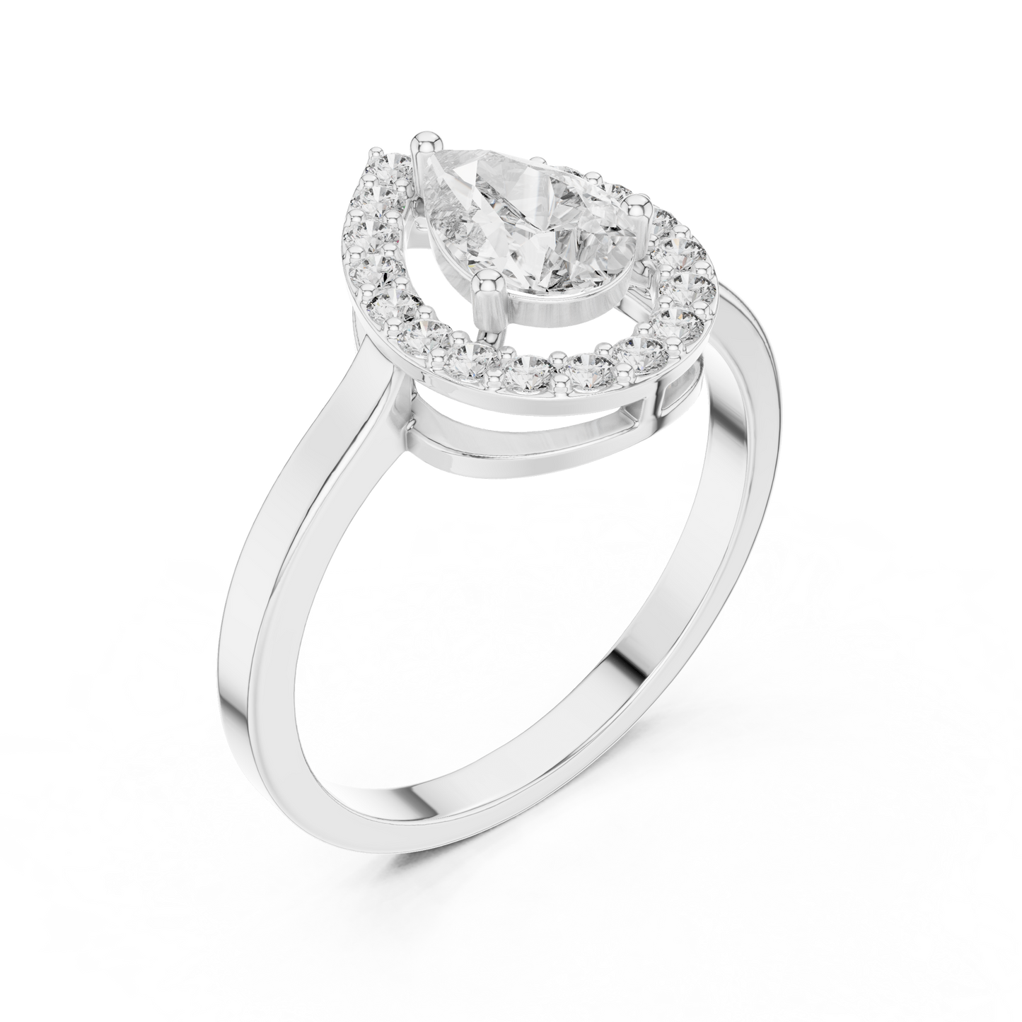 Pear Shaped Floating Halo Ring