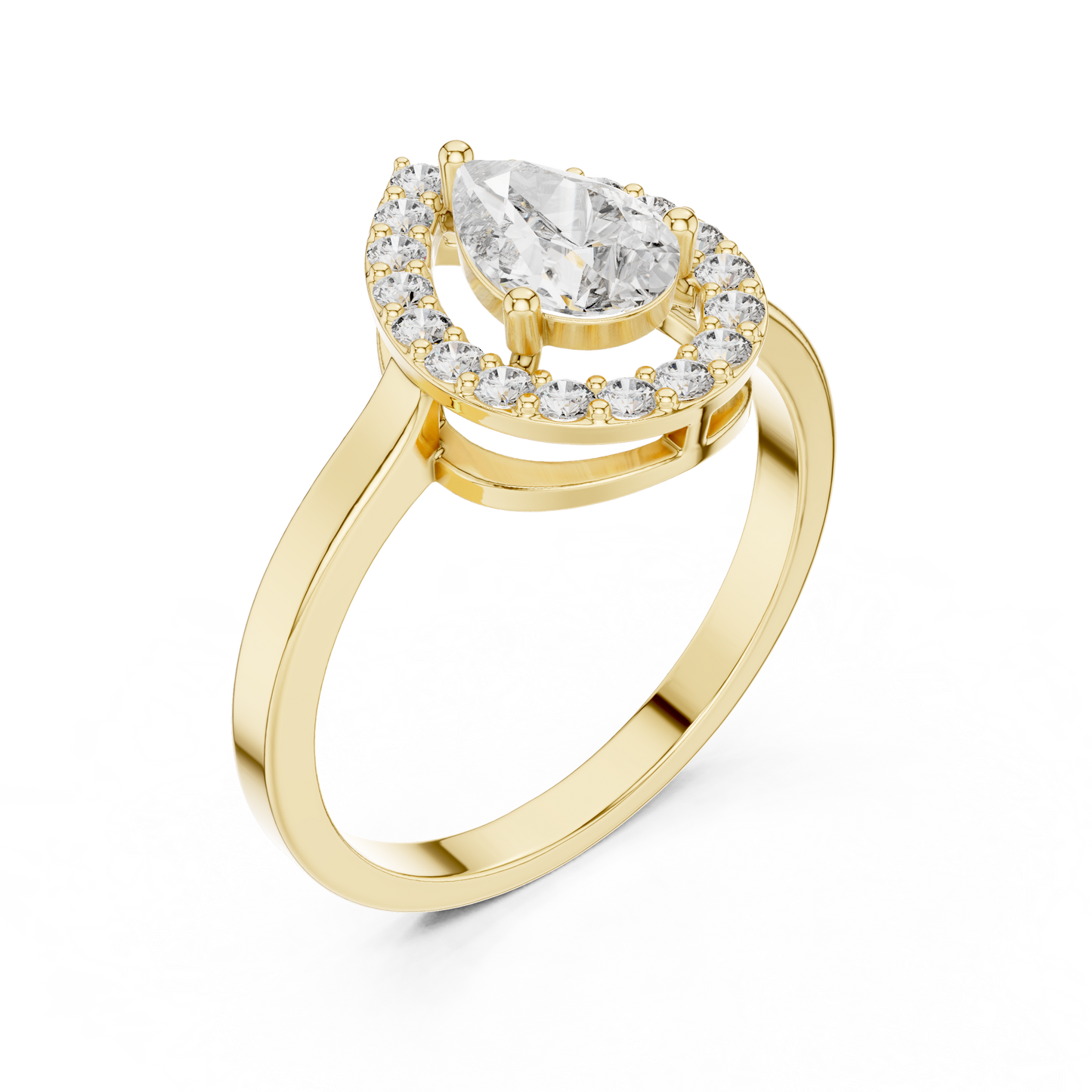 Pear Shaped Floating Halo Ring