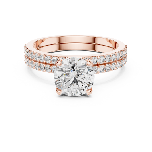 Round Solitaire Pave Diamond Bridal Set