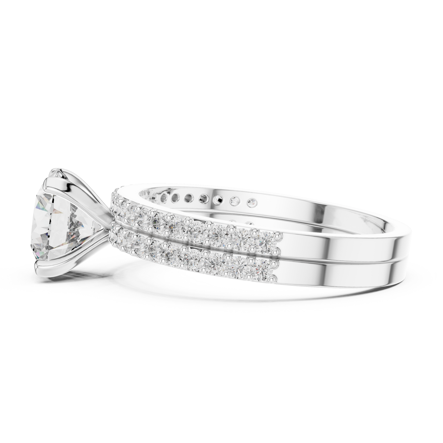Round Solitaire Pave Diamond Bridal Set