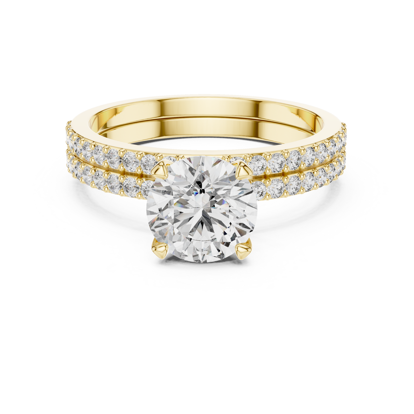 Round Solitaire Pave Diamond Bridal Set