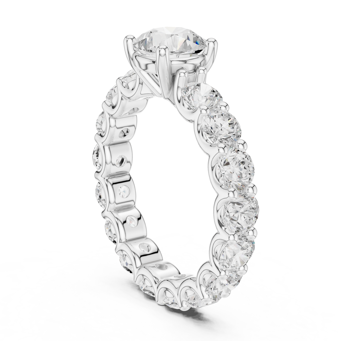 Round Diamond Ring with Shared Prong Eternity Band