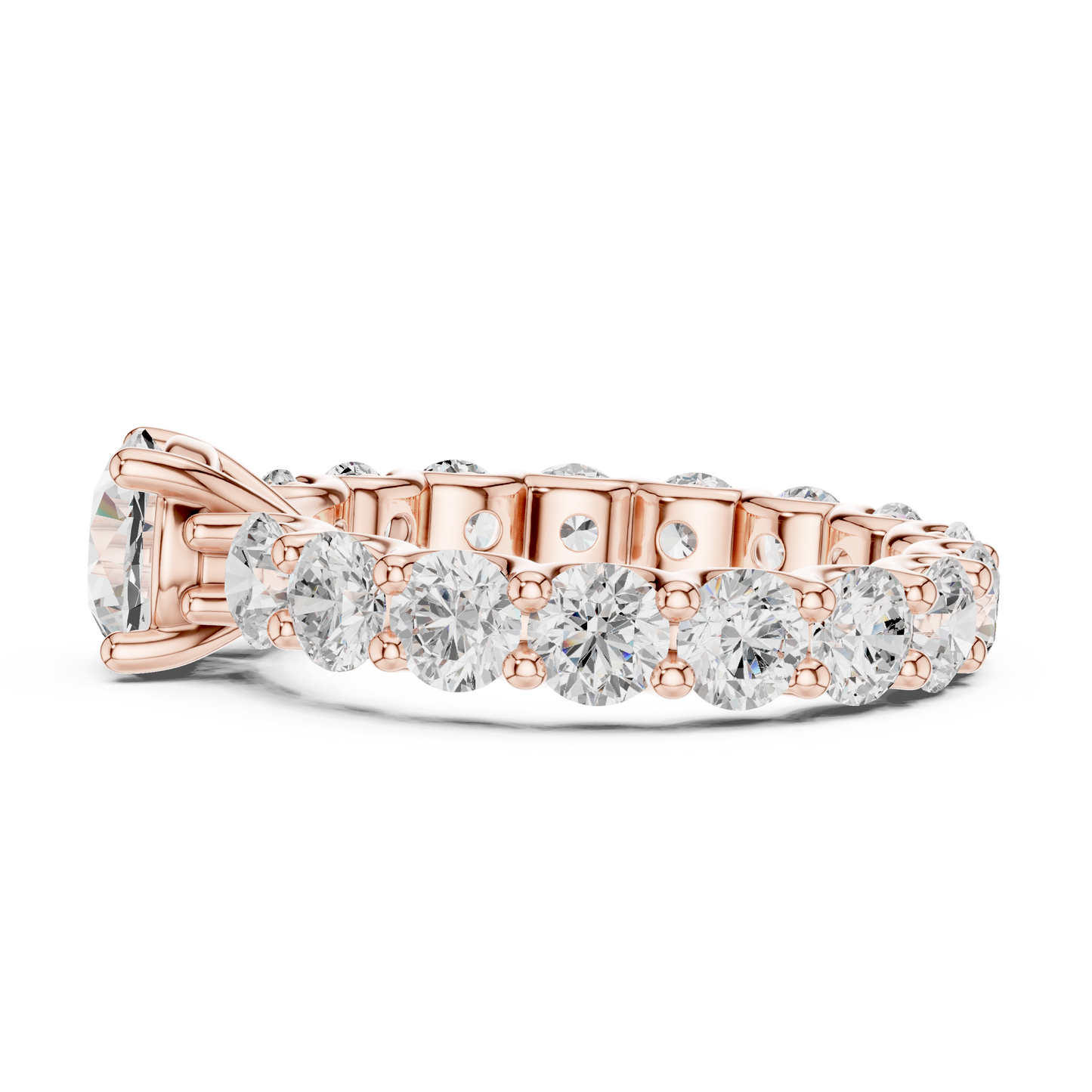 Round Diamond Ring with Shared Prong Eternity Band