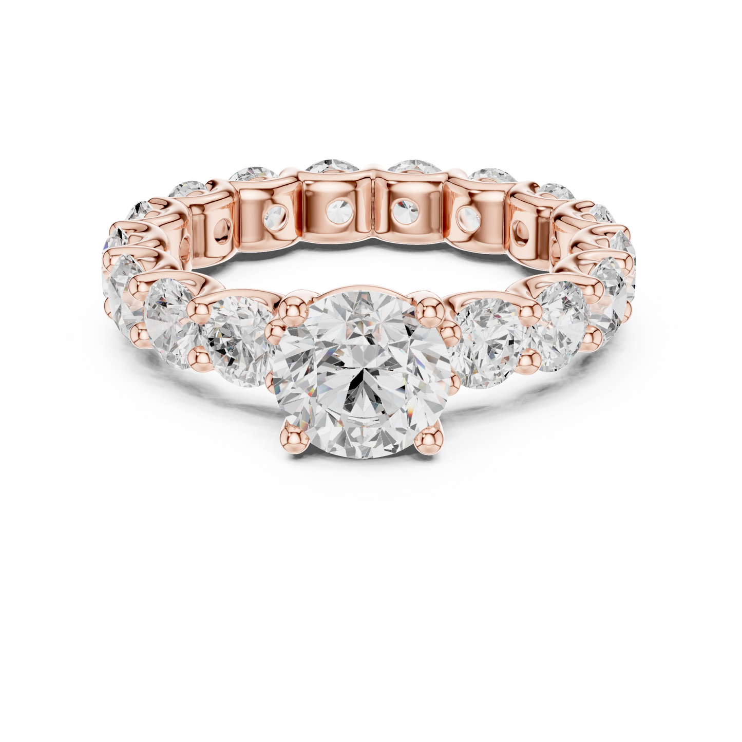 Round Diamond Ring with Shared Prong Eternity Band