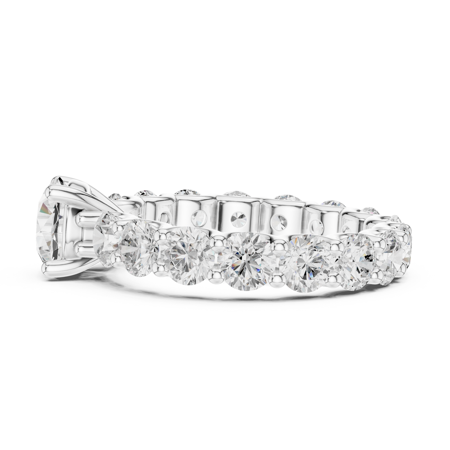 Round Diamond Ring with Shared Prong Eternity Band