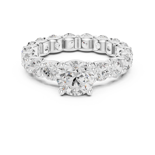 Round Diamond Ring with Shared Prong Eternity Band