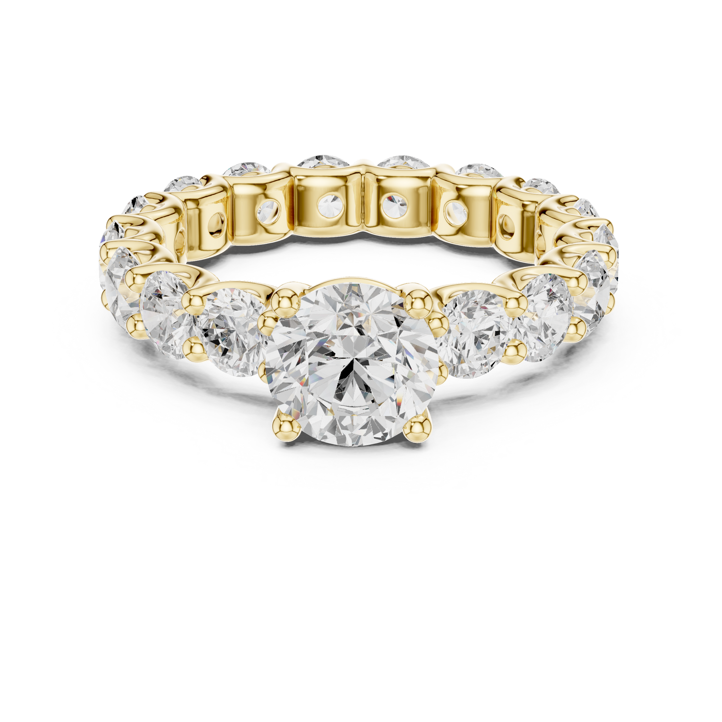 Round Diamond Ring with Shared Prong Eternity Band