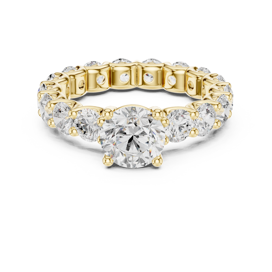 Round Diamond Ring with Shared Prong Eternity Band