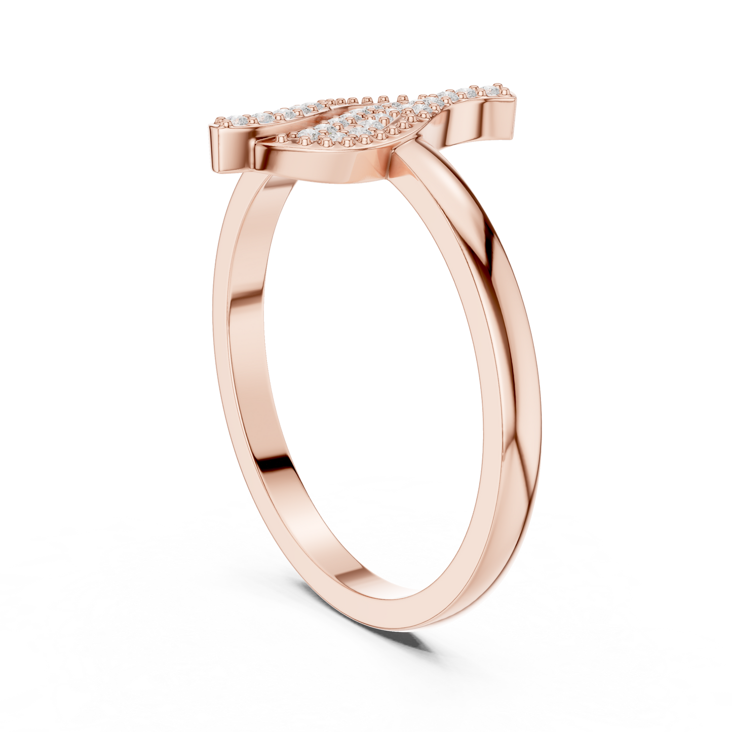 Diamond Leaf Ring with Milgrain Detail