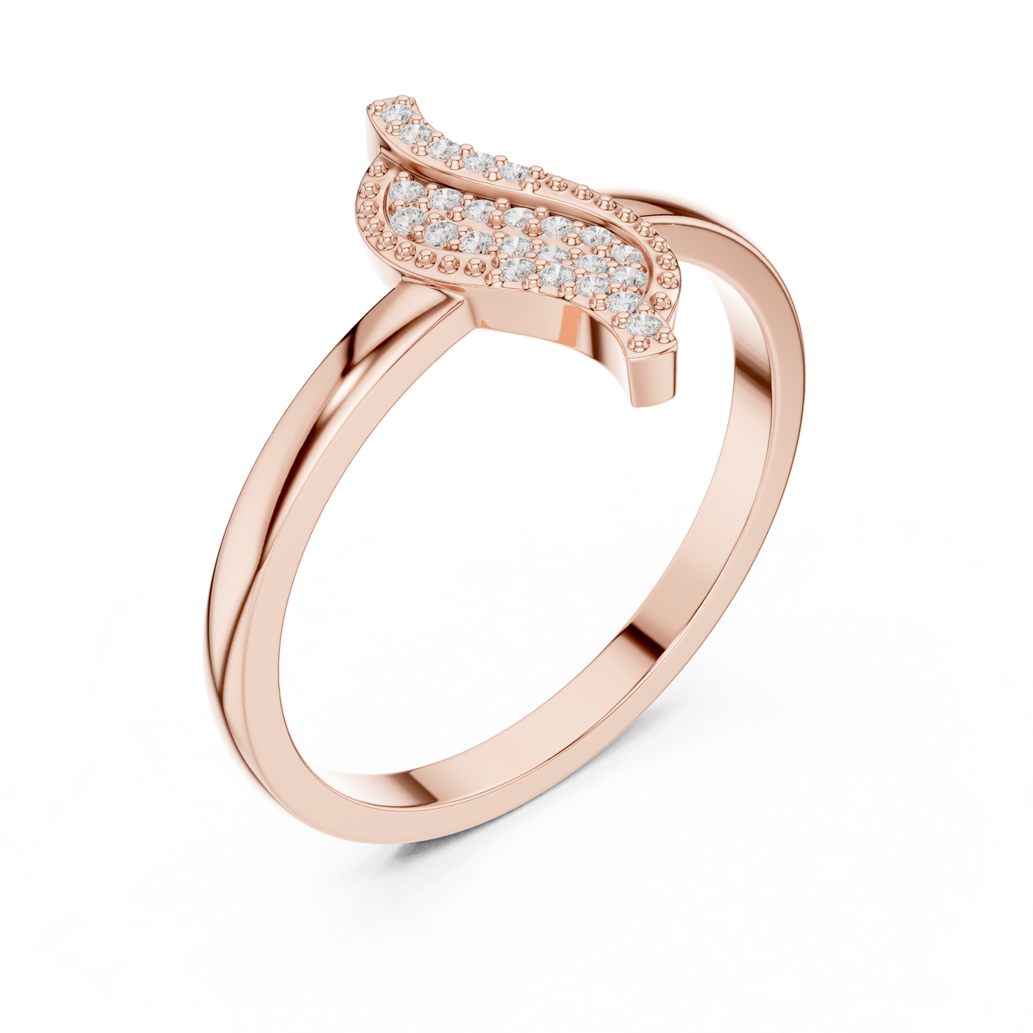 Diamond Leaf Ring with Milgrain Detail