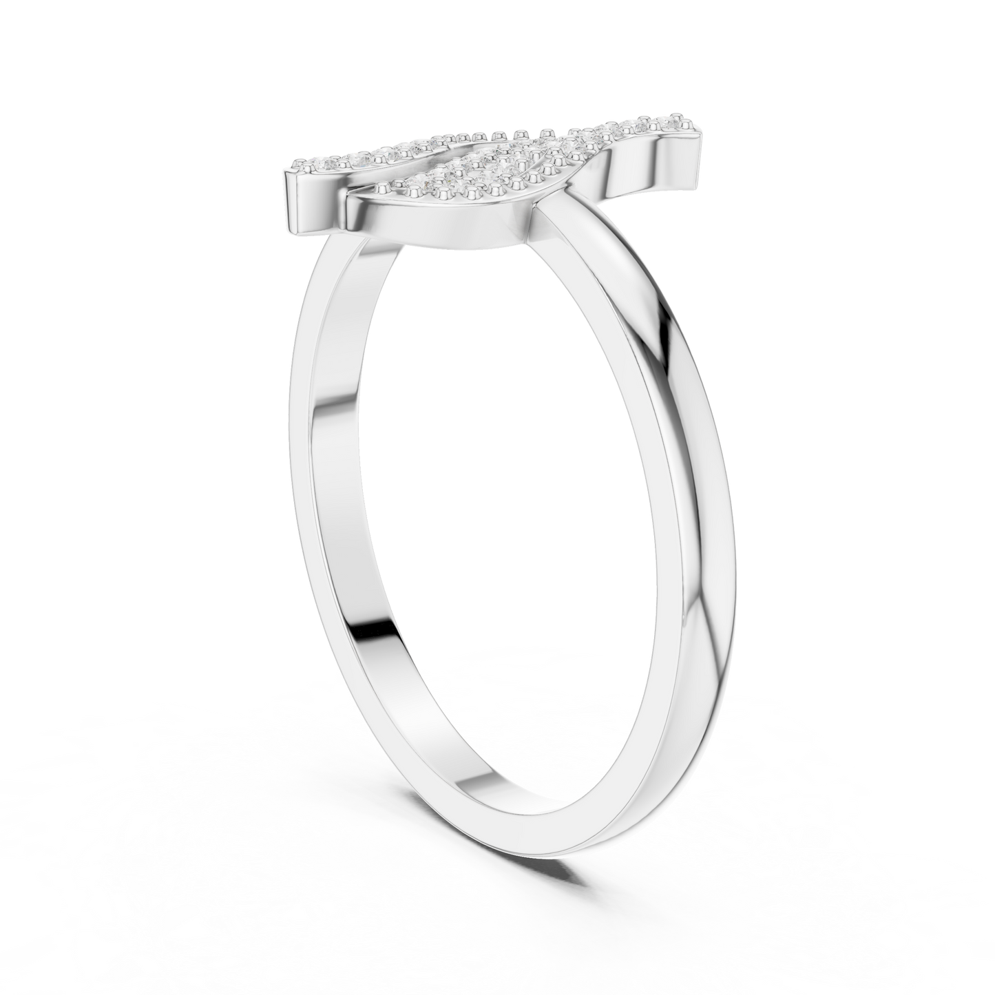 Diamond Leaf Ring with Milgrain Detail