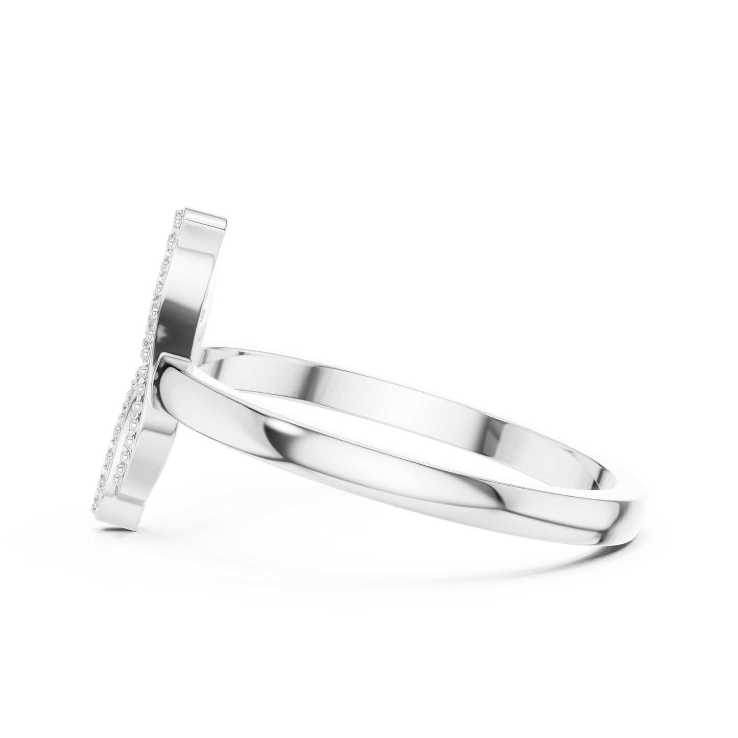 Diamond Leaf Ring with Milgrain Detail