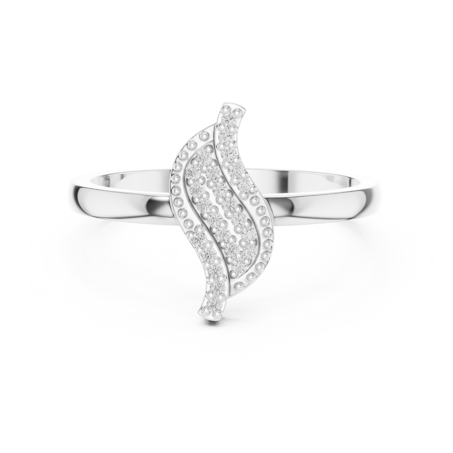 Diamond Leaf Ring with Milgrain Detail