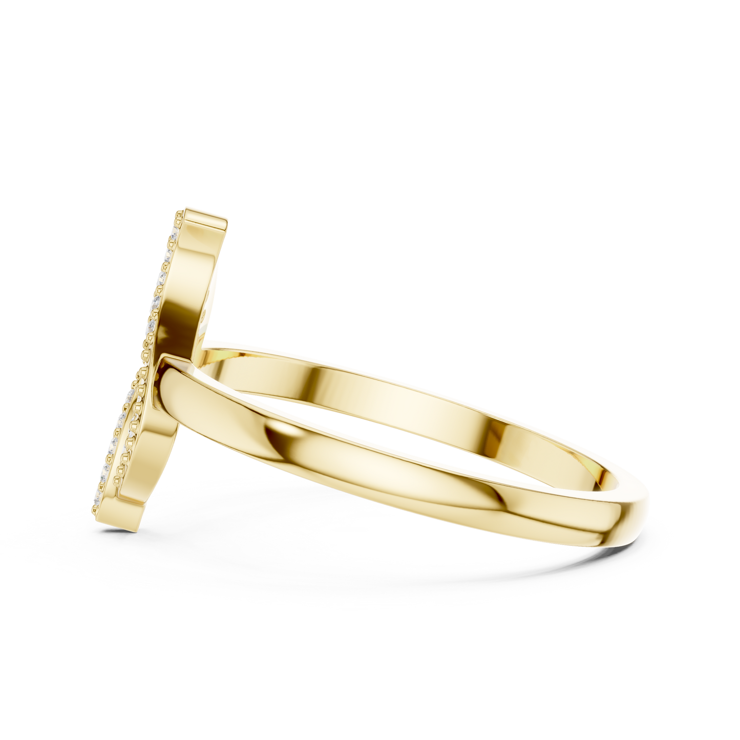Diamond Leaf Ring with Milgrain Detail