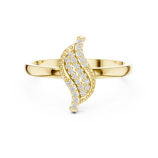 Diamond Leaf Ring with Milgrain Detail
