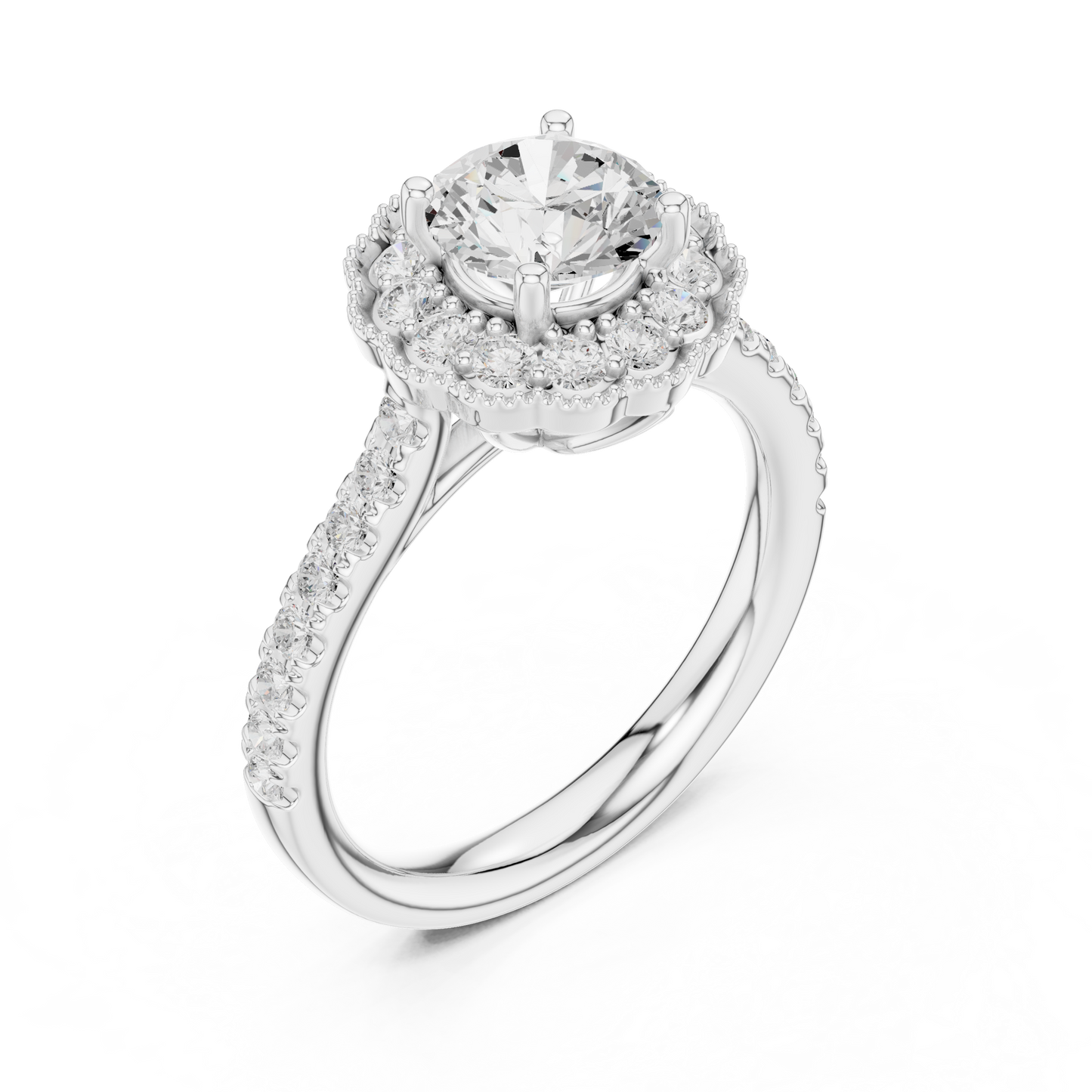 Round Floral Halo Vintage Ring