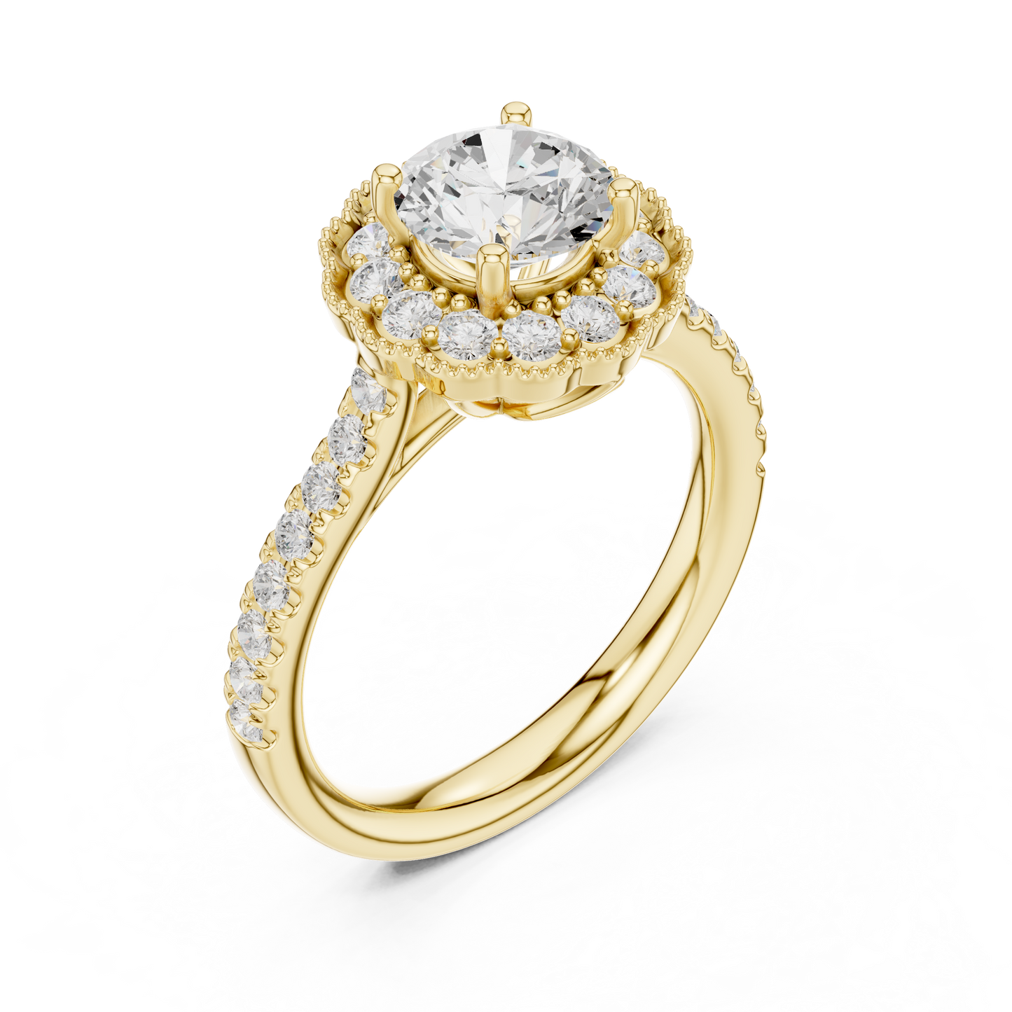 Round Floral Halo Vintage Ring