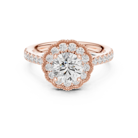 Round Floral Halo Vintage Ring