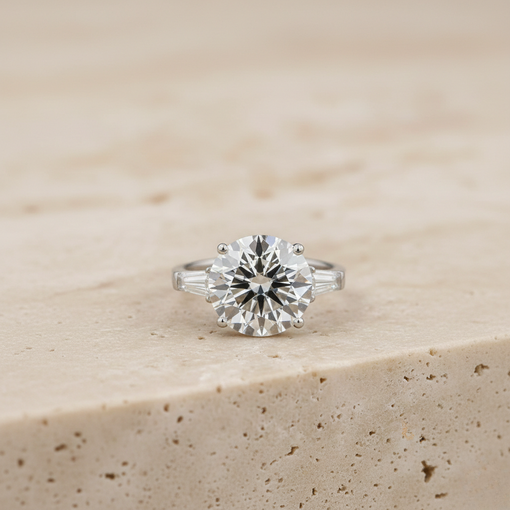 White Gold Round Diamond Three-Stone Ring