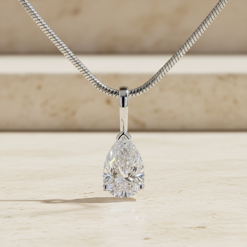 White Gold Pear Diamond Pendant