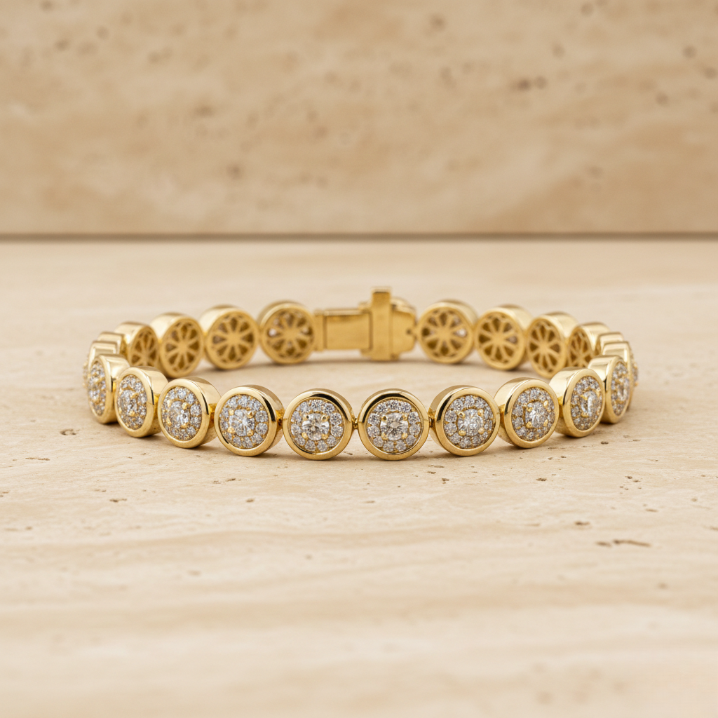 Yellow Gold Round Diamond Bracelet