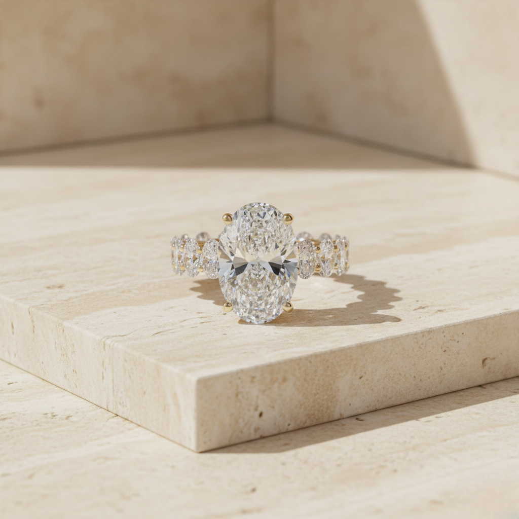 Yellow Gold Oval Diamond Ring