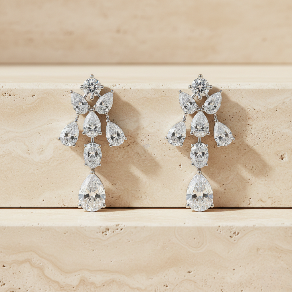 White Gold Multi-Shape Diamond Earrings