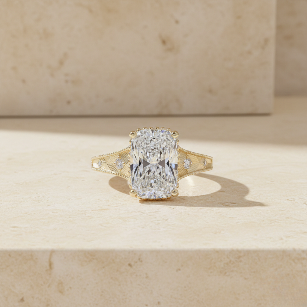 Yellow Gold Cushion Diamond Ring