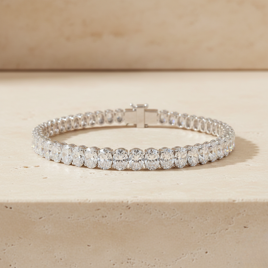 White Gold Oval Diamond Bracelet