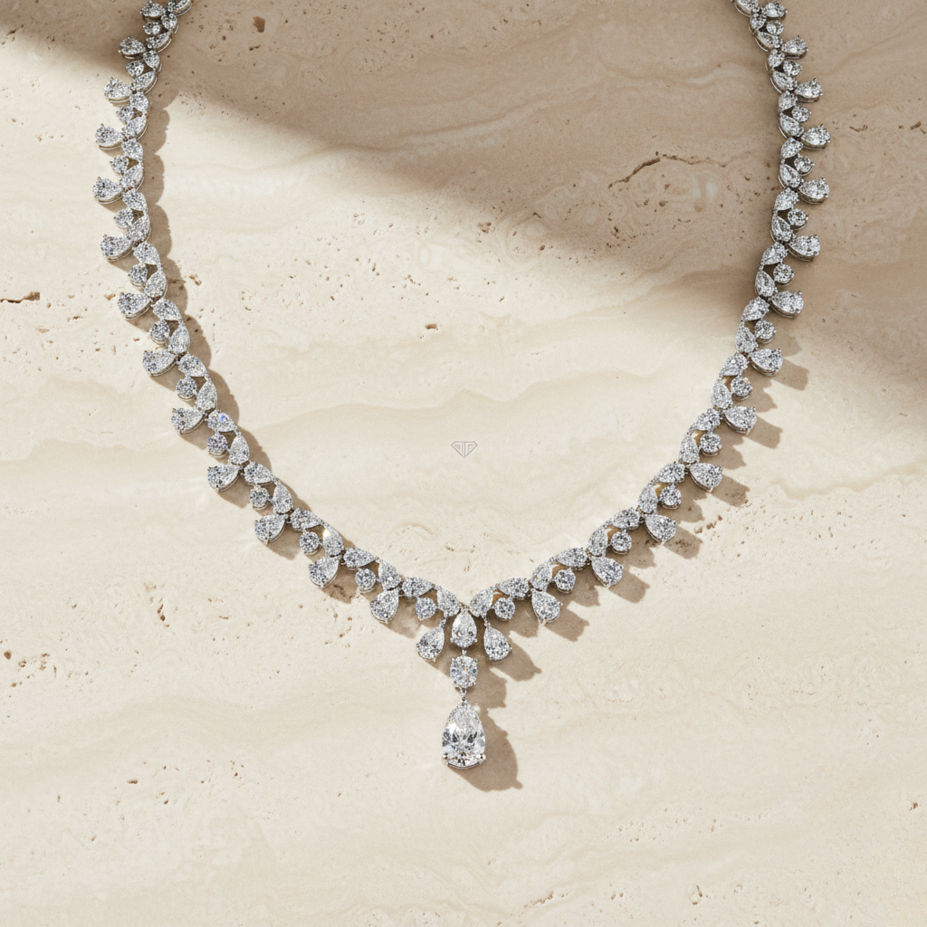 White Gold Pear Diamond Necklace