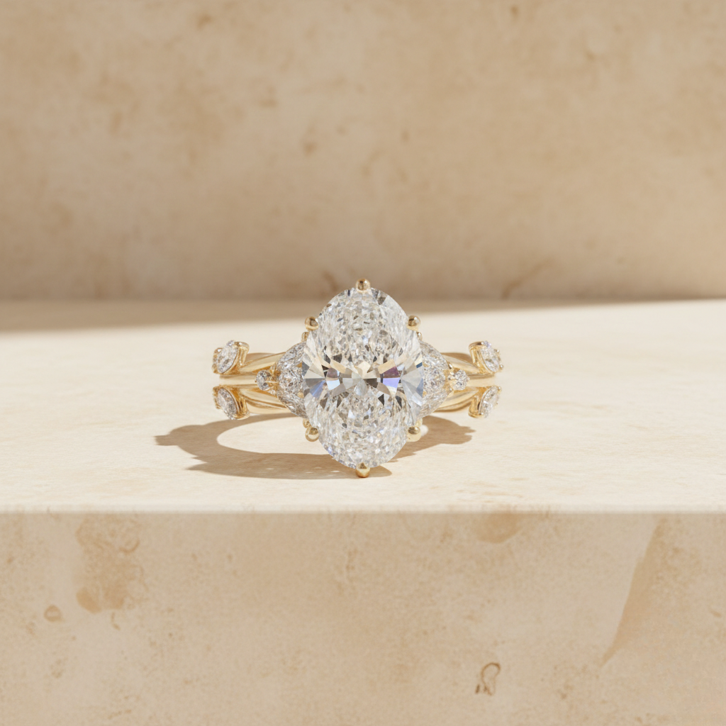 Yellow Gold Oval Diamond Luxury Ring