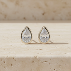 Yellow Gold Pear Diamond Stud Earrings