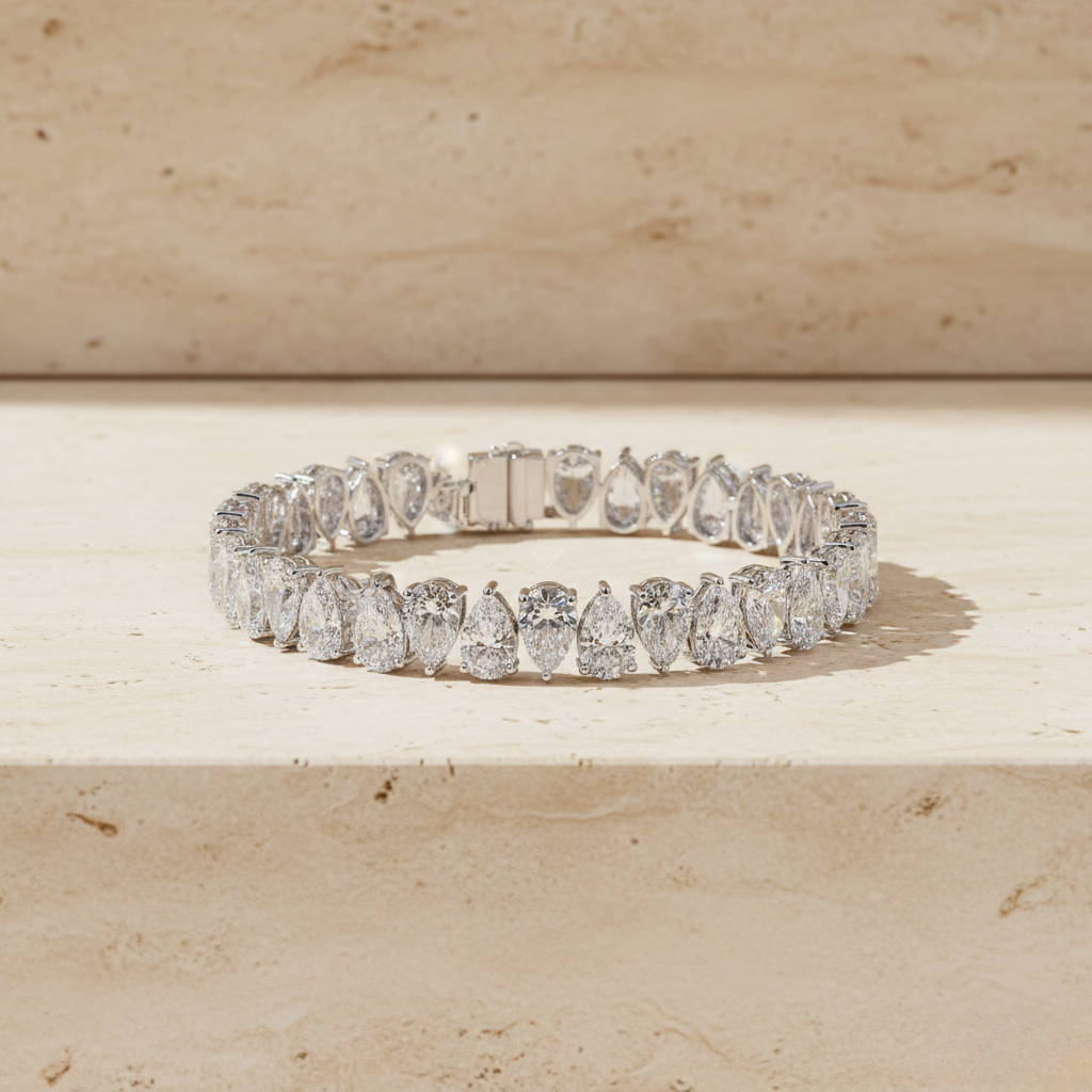 White Gold Pear Diamond Bracelet