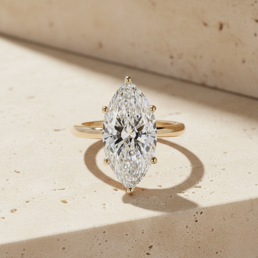 Yellow Gold Marquise Diamond Halo Ring
