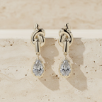 Yellow Gold Pear Diamond Knot Earrings